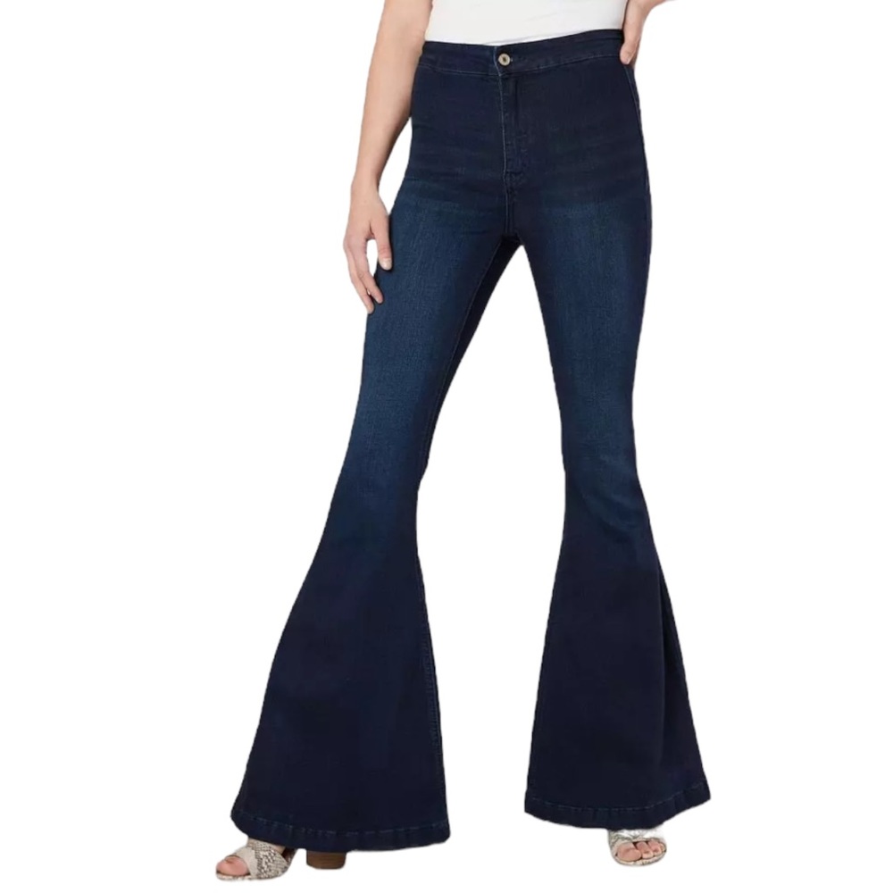 KanCan High Rise Super Flare Darkwash blue Jean